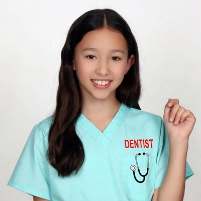 Asian girl in dentist uniform