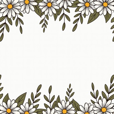 Daisy Flower Border Illustration
