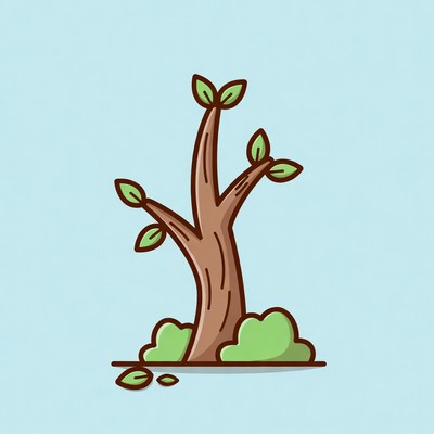 Cartoon tree on blue background