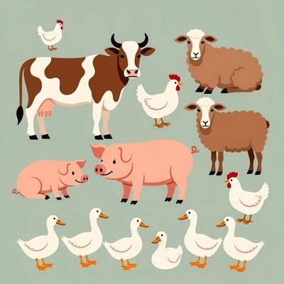Farm Animals Clipart Illustration