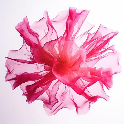 Pink Fabric Flower on White Background