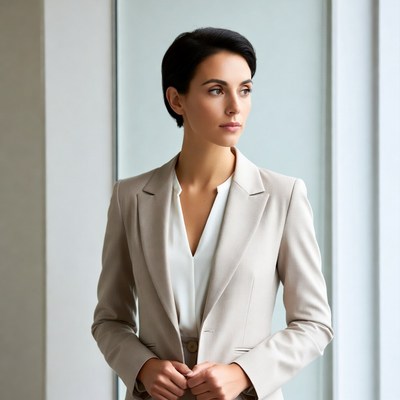Business woman in suit by window