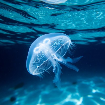 Translucent Jellyfish Floating Underwater