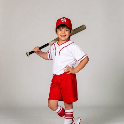 Asian boy holding baseball bat