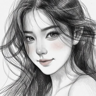 Beautiful Asian woman portrait illustration