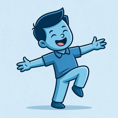 Happy boy dancing with arms outstretched