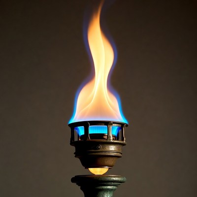 Flaming Torch on Pedestal