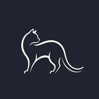 White silhouette cat outline