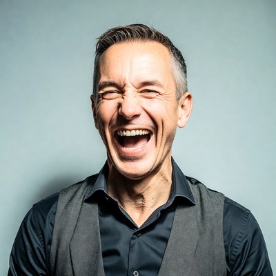 Man laughing with joy