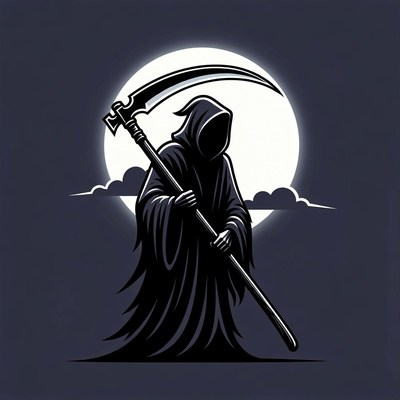 Grim Reaper with Scythe Silhouette