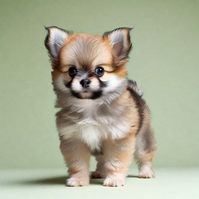 Cute Chihuahua Puppy on Green Background