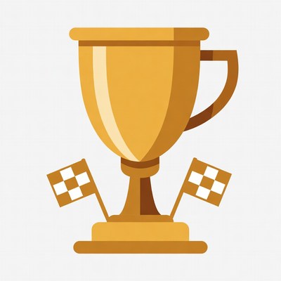 Golden Trophy with Checkered Flags