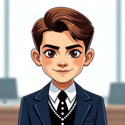Cartoon boy in suit and tie