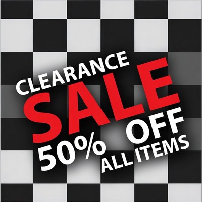 50% Off Clearance Sale Checkered Background