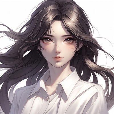 Anime girl with flowing dark hair