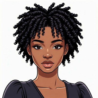 African-American woman with curly hair