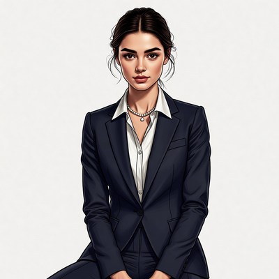 Beautiful woman in black suit