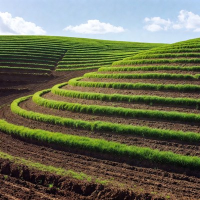 Terraced Green Rice Fields Landscape