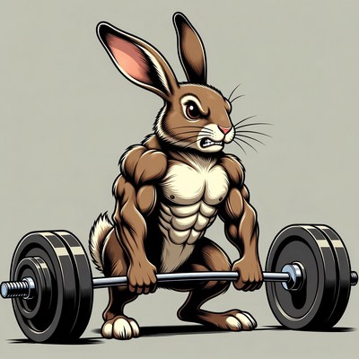 Muscular Bunny Lifting Barbell