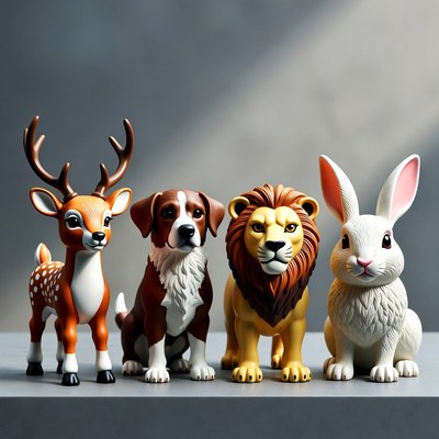 Deer Dog Lion Bunny Figures