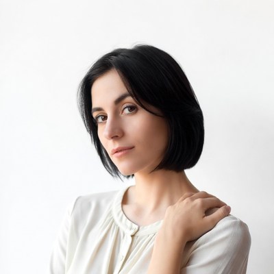 Woman with bob haircut posing