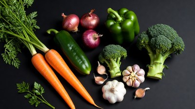 Fresh vegetables on black background