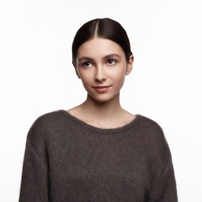 Young woman in brown sweater