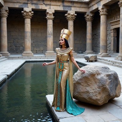 Cleopatra in ancient Egyptian temple