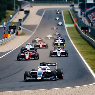 Formula Racing Cars on Track