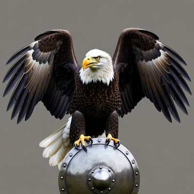 Bald Eagle Perched on Shield