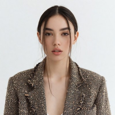 Woman in tweed blazer portrait