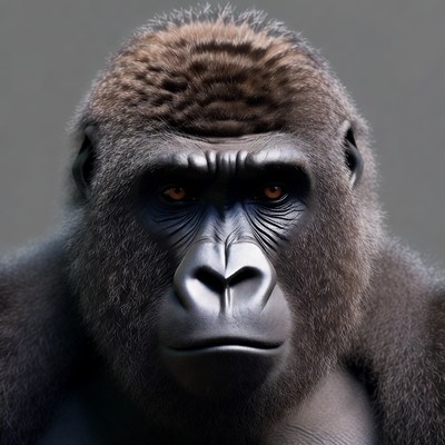 Close-up of intense gorilla face