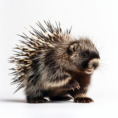Cute porcupine on white background