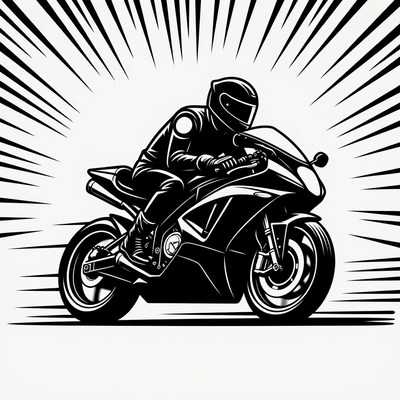 Man riding motorcycle illustration