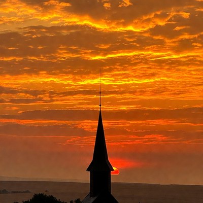 Church Steeple Silhouette at Sunset