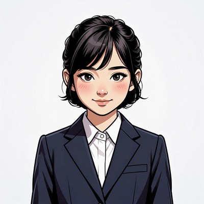 Anime girl in navy suit