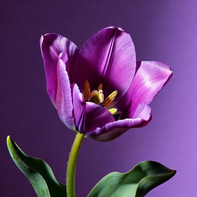 Purple Tulip Flower on Purple Background