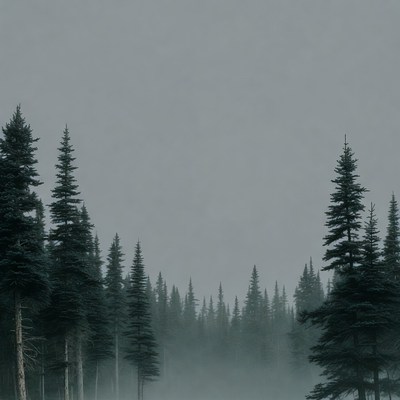 Foggy Pine Forest Landscape