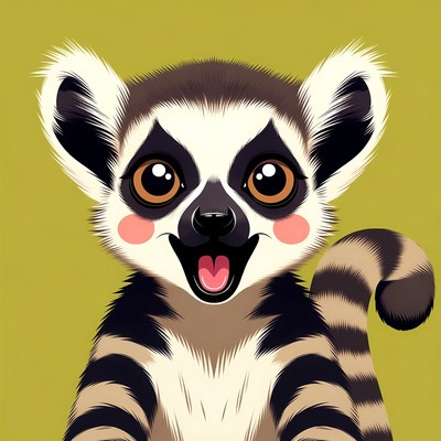 Cute ring-tailed lemur illustration