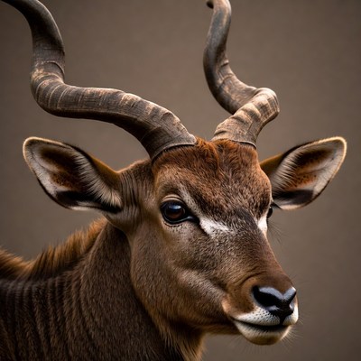 Kudu antelope close-up portrait