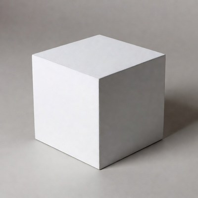 White cube on gray background