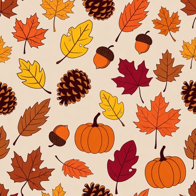 Autumn Leaves Pinecones Acorns Pumpkins Pattern