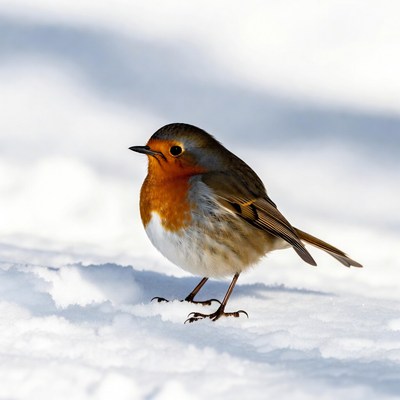 Robin standing in snow