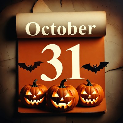 Halloween October 31 Calendar with Pumpkins