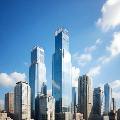 Modern Skyscrapers in Blue Sky
