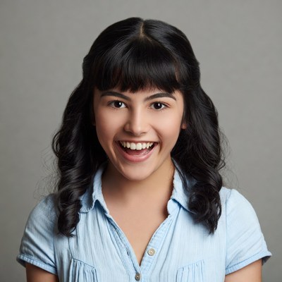 Smiling Latina girl with bangs