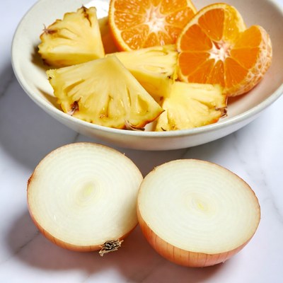 Pineapple Orange Onion Slices in Bowl