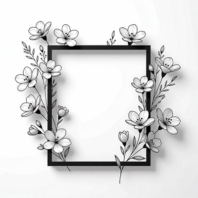 Black White Floral Frame