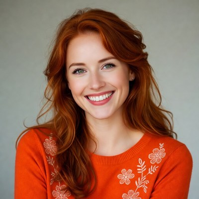 Smiling woman with red hair