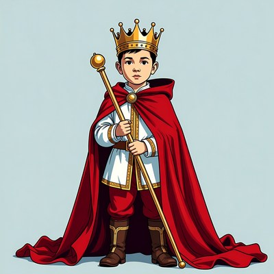 Asian boy as king with scepter